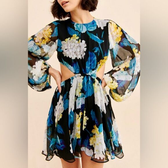 Alice McCall Wild Frontiers Mini Dress Floral Cutout Long Sleeve Cocktail Sz 10 - Picture 7 of 15